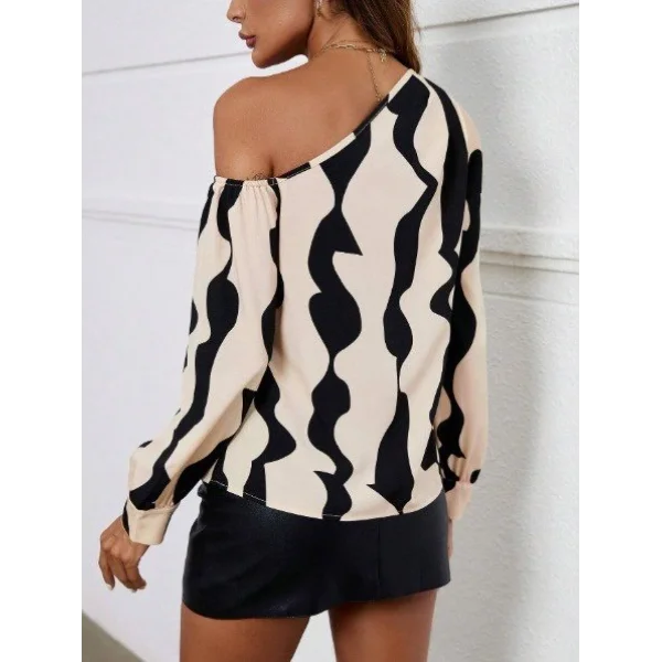 Kadın Tek Omuzdan Açık Uzun Kollu Modal Bluz