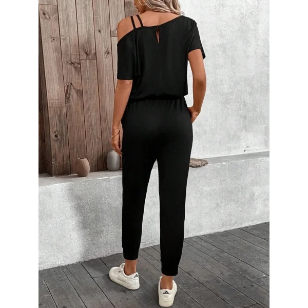 Kadın Tek Omuzdan Açık Viskon Iki Iplik Bluz Bağcıklı Pantolon Ikili Takım