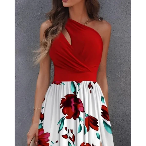 Kadın Tek Omuzdan Askılı Damla Detaylı üst Dalgıç Alt Süprem Maxi Elbise