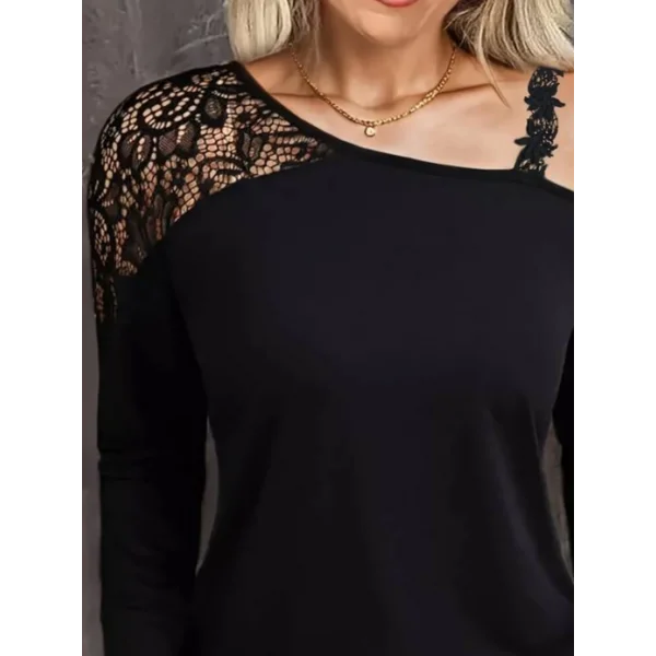 Kadın Tek Omuzu Açık Askılı Dantelli Viskon Bluz