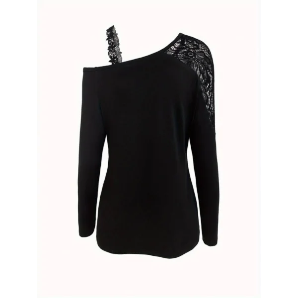 Kadın Tek Omuzu Açık Askılı Dantelli Viskon Bluz