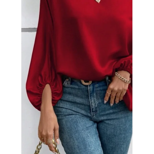 Kadın Tek Omuzu Açık Uzun Kollu Salaş Sandy Bluz