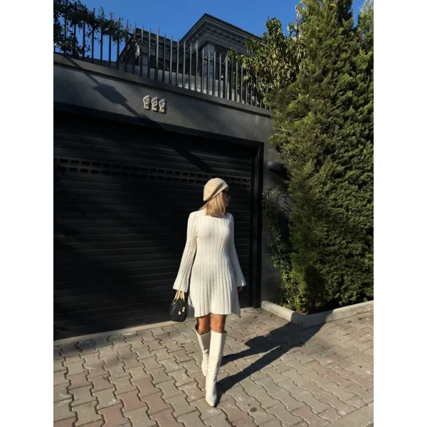 Kadın Triko Fitilli Uzun Kollu Elbise