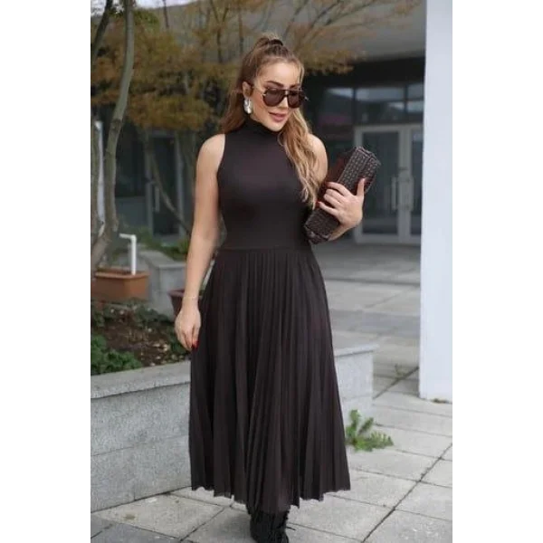 Kadın Triko Plise Ve Tül Detay Iki Parça Elbise