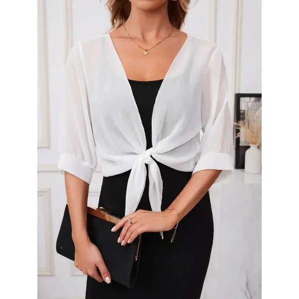 Kadın Truvakar Kol önden Bağlamalı Kısa şifon Bolero Ceket