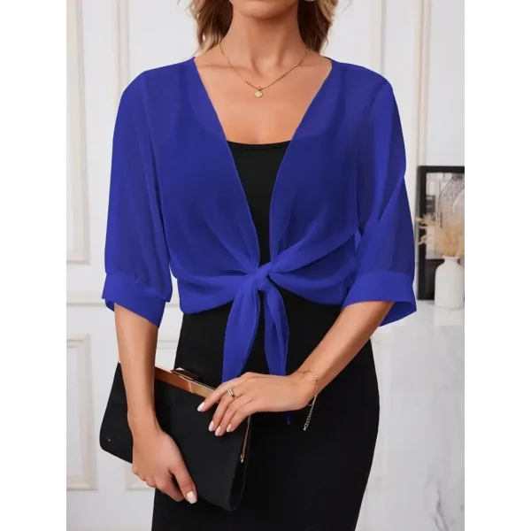 Kadın Truvakar Kol önden Bağlamalı Kısa şifon Bolero Ceket
