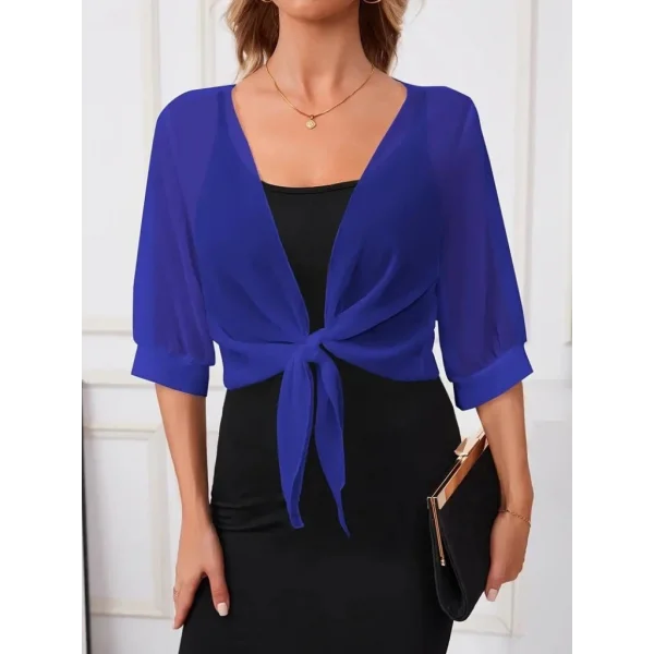 Kadın Truvakar Kol önden Bağlamalı Kısa şifon Bolero Ceket