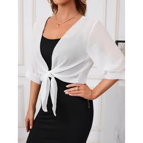 Kadın Truvakar Kol önden Bağlamalı Kısa şifon Bolero Ceket