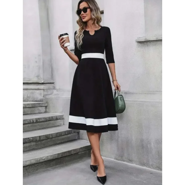 Kadın Truvakar Kol V Yakalı Janjan Krep Midi Elbise