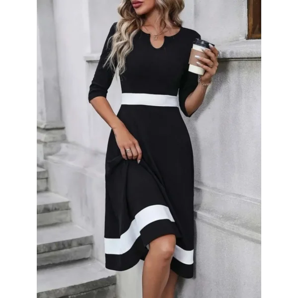 Kadın Truvakar Kol V Yakalı Janjan Krep Midi Elbise