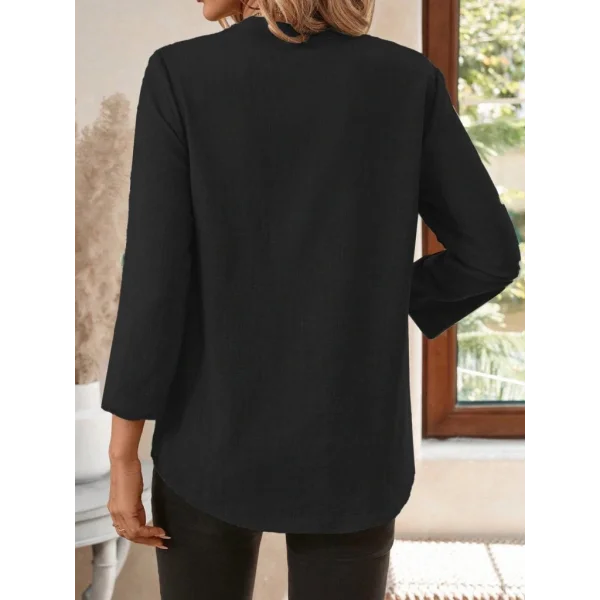 Kadın Truvakar Kol V Yakalı Keten Bluz