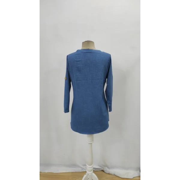 Kadın Truvakar Kol V Yakalı Keten Bluz