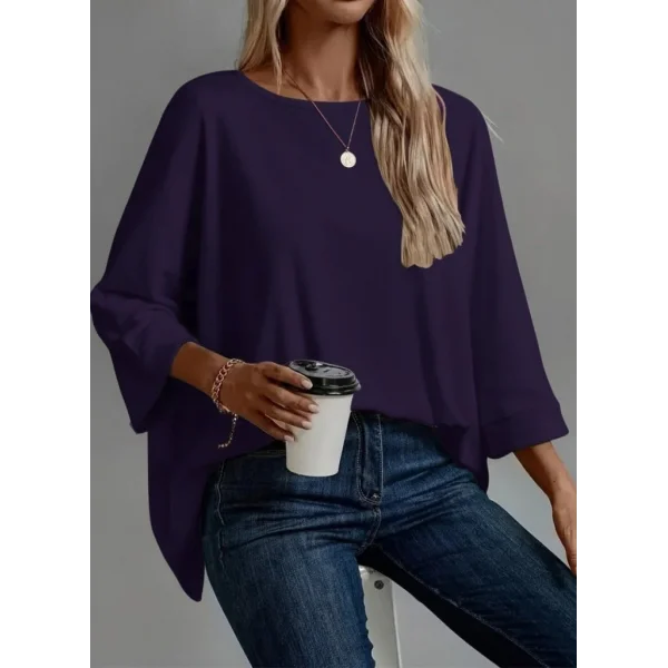 Kadın Truvakar Kollu Bisiklet Yaka Viskon Bluz