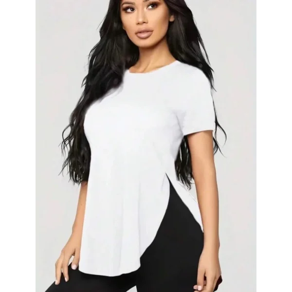 Kadın Türlü Viskon Kumaş Yırtmaç Detaylı Bluz