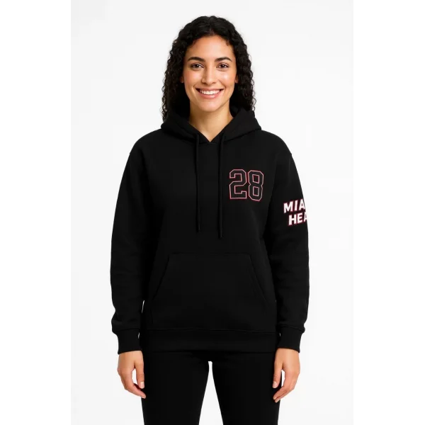 Kadın Üç İplik Kapüşonlu Ön ve Arka Baskılı SweatShirt hoodie - Siyah