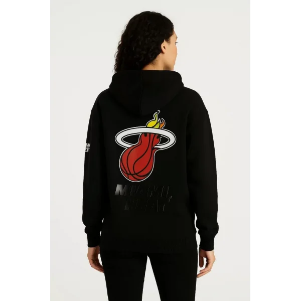 Kadın Üç İplik Kapüşonlu Ön ve Arka Baskılı SweatShirt hoodie - Siyah