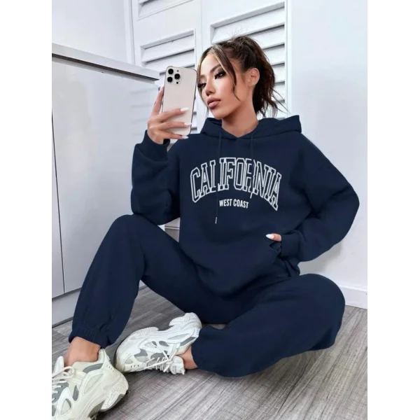 Kadın üç Iplik Kumaş California Kapşonlu Ikili Takım