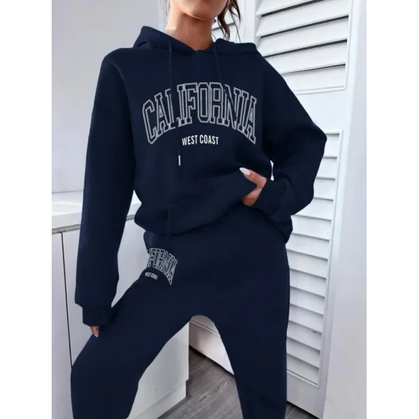 Kadın üç Iplik Kumaş California Kapşonlu Ikili Takım