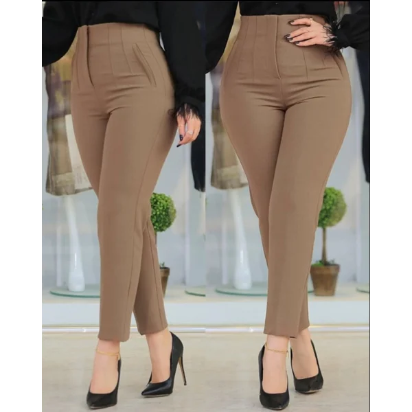 Kadın üste Oturan Paçası Bilek üzerinde Biten Atlas Kumaş Pantolon  (S)  48 (4XL)