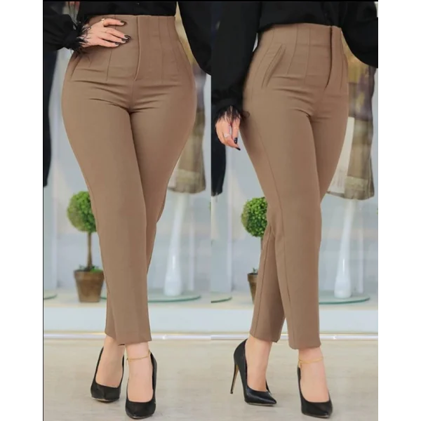 Kadın üste Oturan Paçası Bilek üzerinde Biten Atlas Kumaş Pantolon  (S)  48 (4XL)