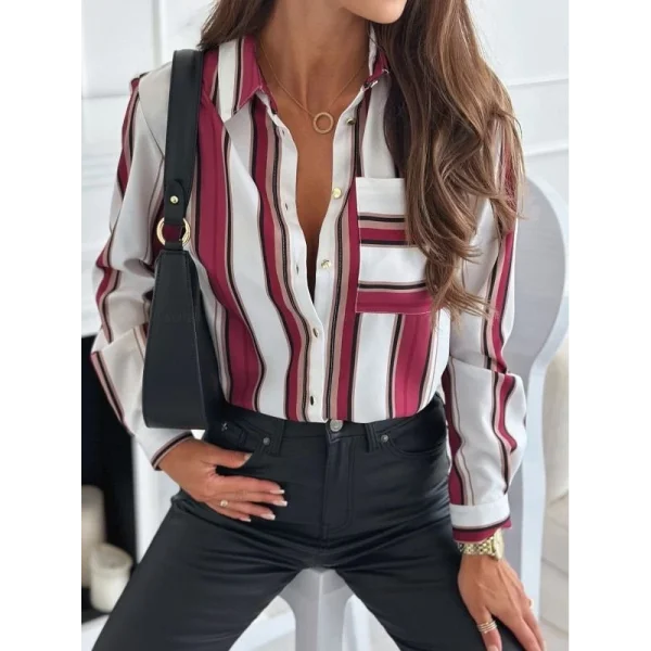 Kadın Uzun Kol Cep Detay Dijital Baskılı Mosskrep Kumaş Gömlek