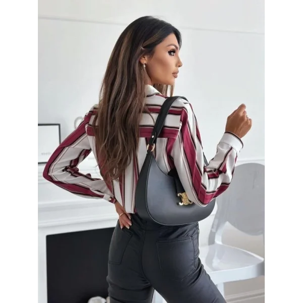 Kadın Uzun Kol Cep Detay Dijital Baskılı Mosskrep Kumaş Gömlek