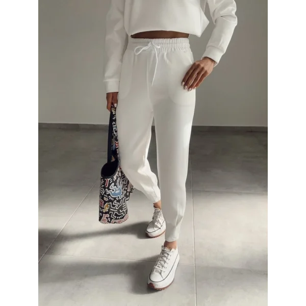 Kadın Uzun Kol V Yaka Kapüşon Detay Sweat Ve Yüksel Bel Eşofman Ikili Takım