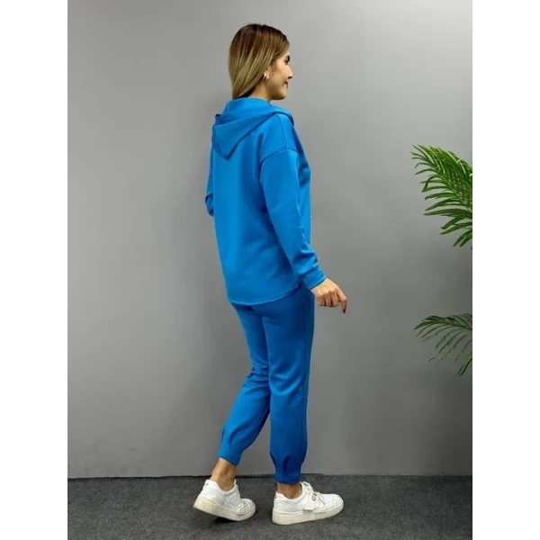 Kadın Uzun Kol V Yaka Kapüşon Detay weat Ve Yüksel Bel Eşofman Ikili Takım