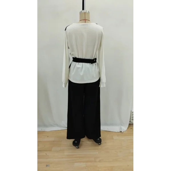 Kadın Uzun Kollu Açık Yakalı çift Renkli Kemerli Ithal Krep Ikili Takım