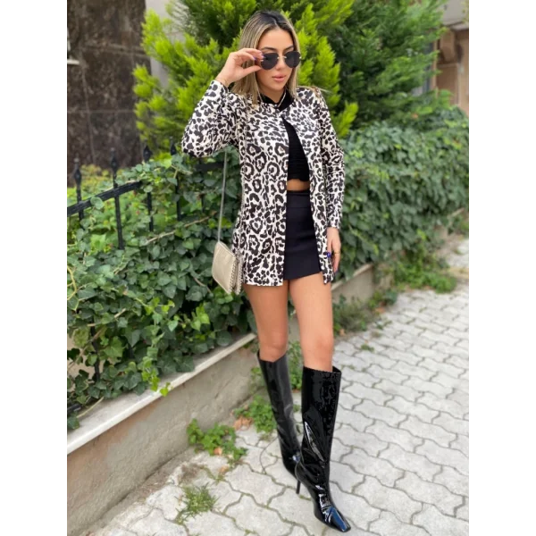 Kadın Uzun Kollu Alın Omuz önü Açık şardonlu Dalgıç Ceket