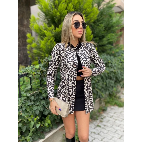 Kadın Uzun Kollu Alın Omuz önü Açık şardonlu Dalgıç Ceket