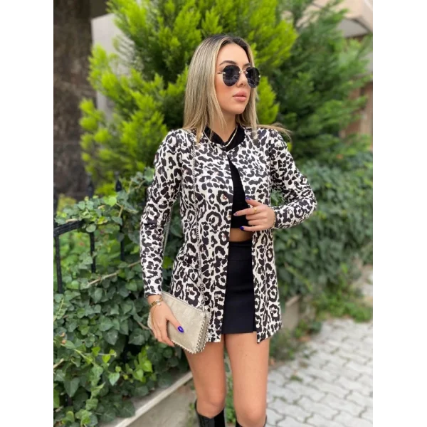 Kadın Uzun Kollu Alın Omuz önü Açık şardonlu Dalgıç Ceket