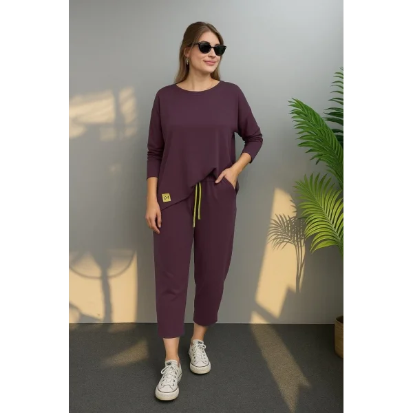 Kadın Uzun Kollu Arma Detaylı Iki Iplik Viskon Ikili Takım