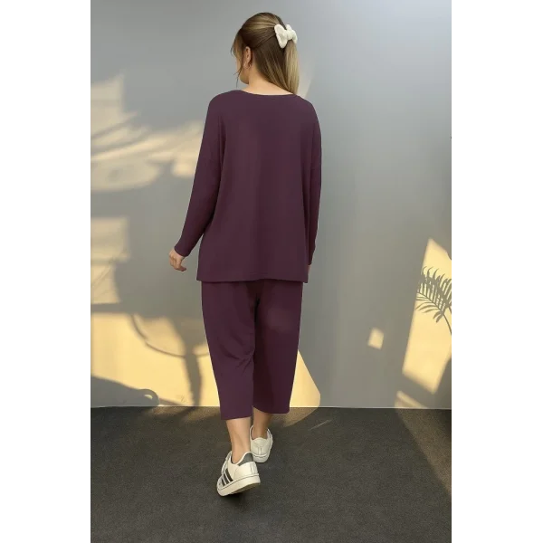 Kadın Uzun Kollu Arma Detaylı Iki Iplik Viskon Ikili Takım