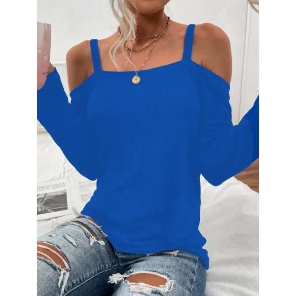 Kadın Uzun Kollu Askılı Viskon Bluz