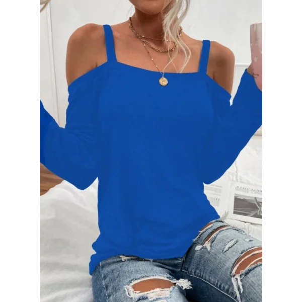 Kadın Uzun Kollu Askılı Viskon Bluz