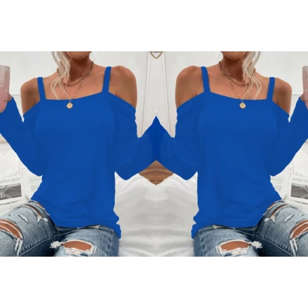 Kadın Uzun Kollu Askılı Viskon Bluz