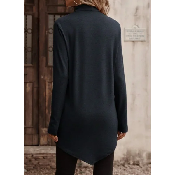 Kadın Uzun Kollu Balıkçı Yaka Asimetrik Kesim Detaylı Antrasit Yün Viskon Bluz