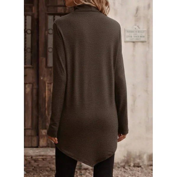 Kadın Uzun Kollu Balıkçı Yaka Asimetrik Kesim Detaylı Yün Viskon Bluz