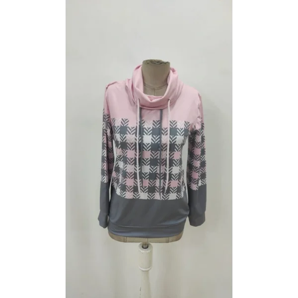 Kadın Uzun Kollu Balıkçı Yaka Bağcıklı Desenli şardonlu Dalgıç Bluz