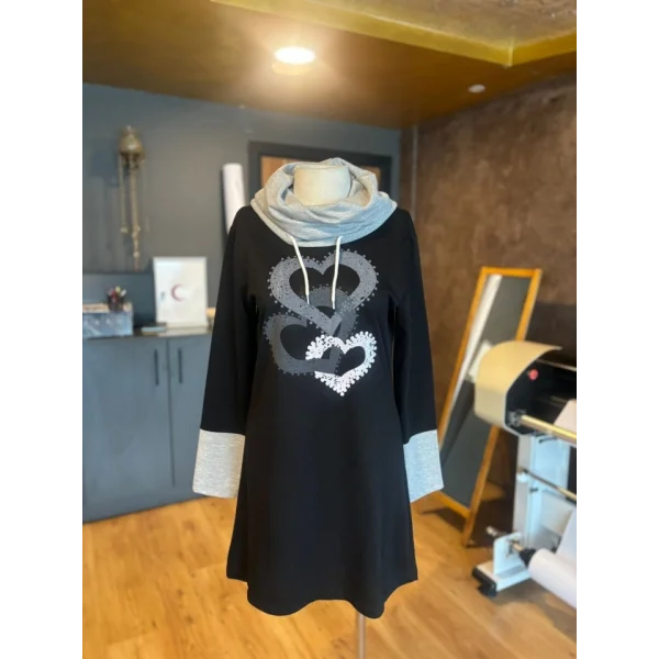 Kadın Uzun Kollu Balıkçı Yaka Bağcıklı Iki Iplik Elbise