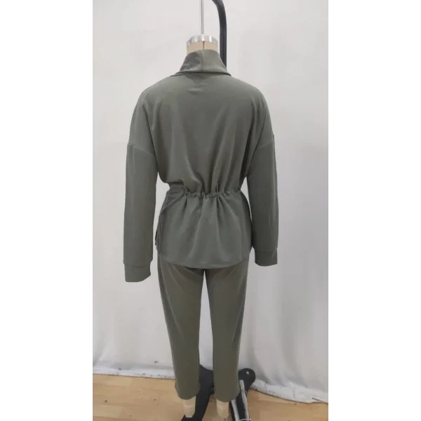 Kadın Uzun Kollu Balıkçı Yaka Belden Lastikli Modal Bluz Ve Pantolon Ikili Takım