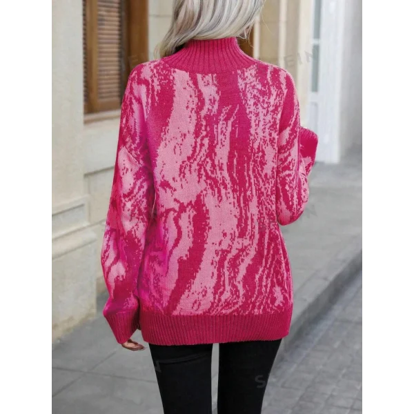 Kadın Uzun Kollu Balıkçı Yaka çok Renkli Triko Bluz