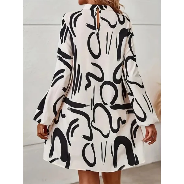 Kadın Uzun Kollu Balıkçı Yaka Desenli şardonlu Dalgıç Elbise