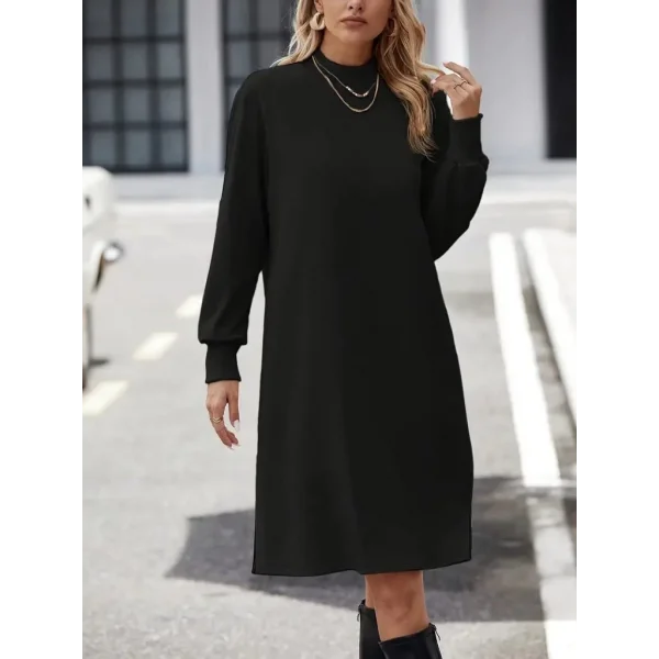 Kadın Uzun Kollu Balıkçı Yaka Kısa şardonlu Dalgıç Elbise