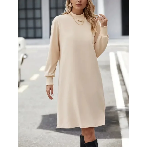 Kadın Uzun Kollu Balıkçı Yaka Kısa şardonlu Dalgıç Elbise