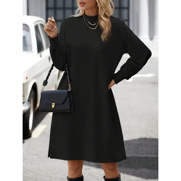 Kadın Uzun Kollu Balıkçı Yaka Kısa şardonlu Dalgıç Elbise