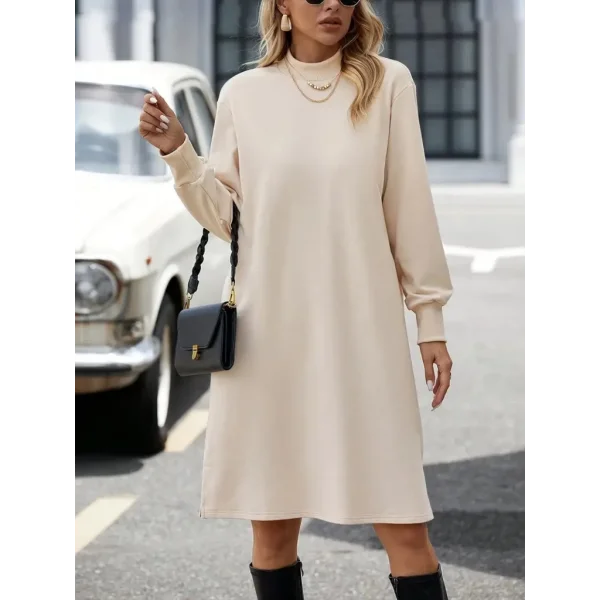 Kadın Uzun Kollu Balıkçı Yaka Kısa şardonlu Dalgıç Elbise