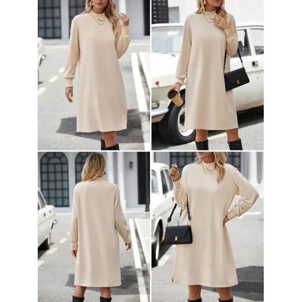 Kadın Uzun Kollu Balıkçı Yaka Kısa şardonlu Dalgıç Elbise