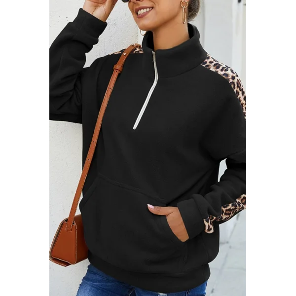 Kadın Uzun Kollu Balıkçı Yaka önden Fermuarlı Polar Bluz